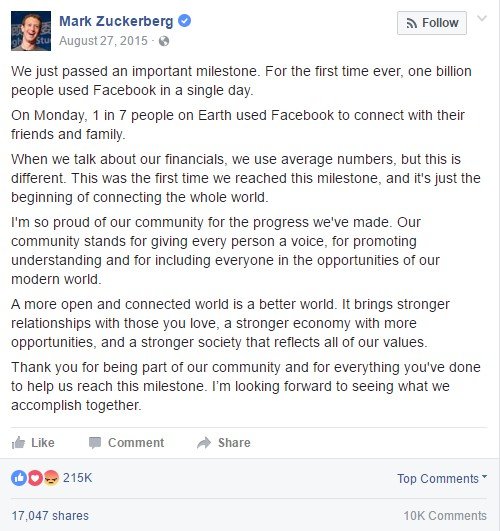 facebook announcement
