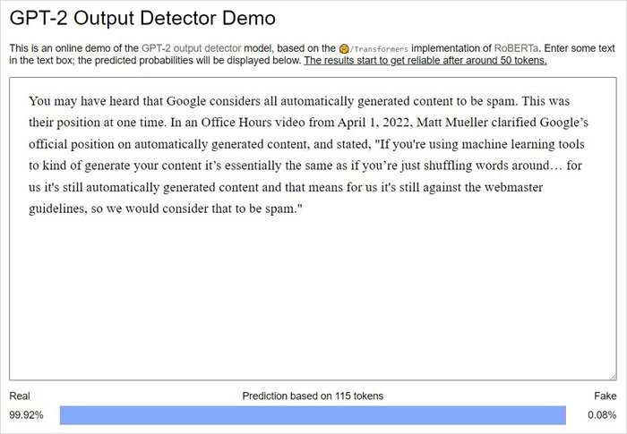 GPT-2 Output Detector