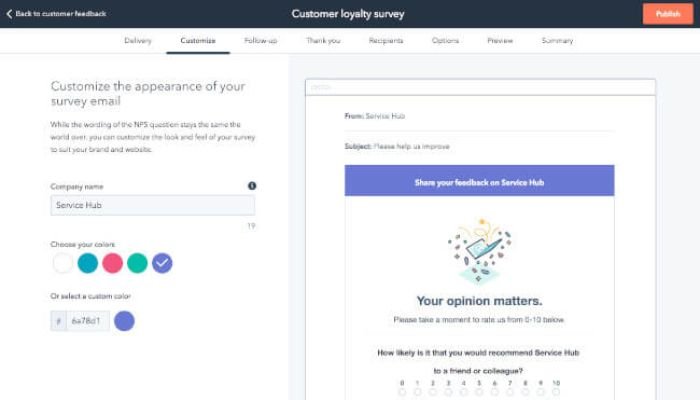 Example of customer feedback tool
